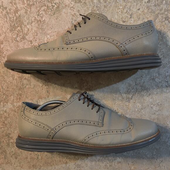Cole Haan Grand O's Shoes Leather Wingtip Oxfords Gray Mens Size 13 M Sneakers - Picture 2 of 8